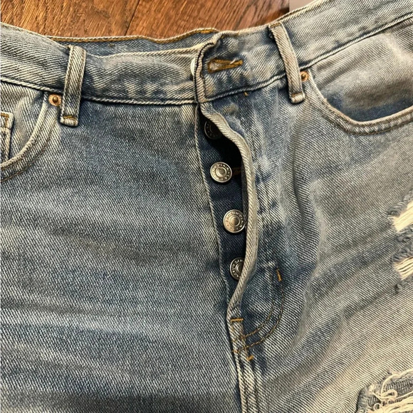 PacSun Vintage High Rise Emma Denim Shorts medium blue distressed size 27 NWT - Picture 10 of 13